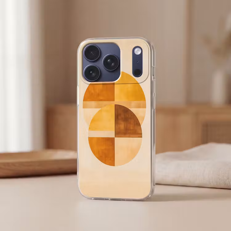 Cirkels - Geel - Minimalistisch Telefoonhoesje iPhone 17 Pro klein -sfeer2