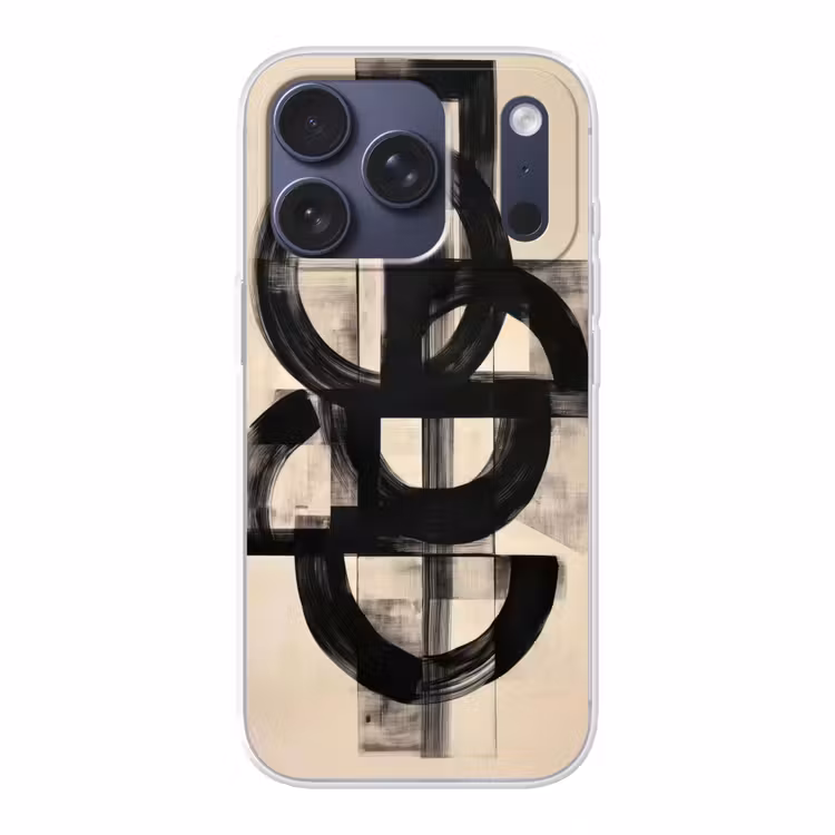 Cirkels - Lijnen - Vormen - Zwart Telefoonhoesje iPhone 17 Pro klein -3d