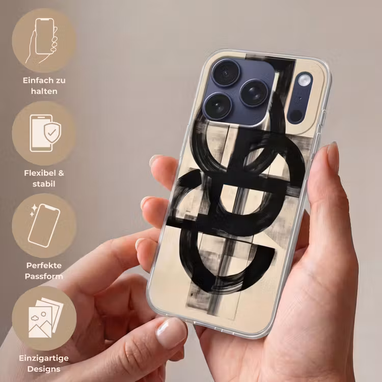 Cirkels - Lijnen - Vormen - Zwart Telefoonhoesje iPhone 17 Pro klein -sfeer3_DE