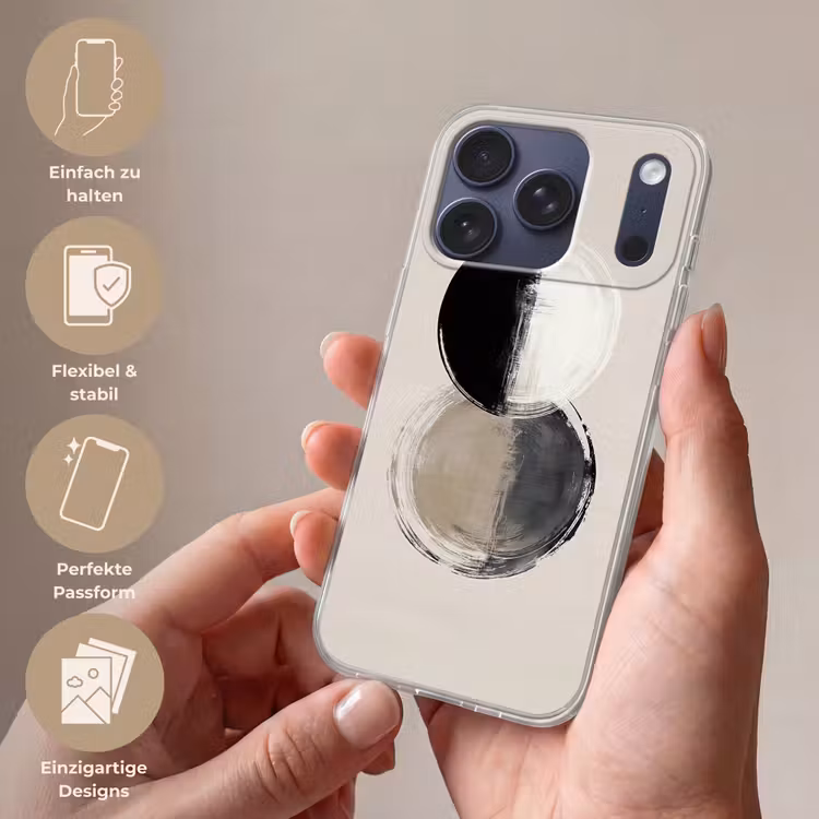 Cirkels - Strepen - Minimalistisch - Zwart Telefoonhoesje iPhone 17 Pro klein -sfeer3_DE