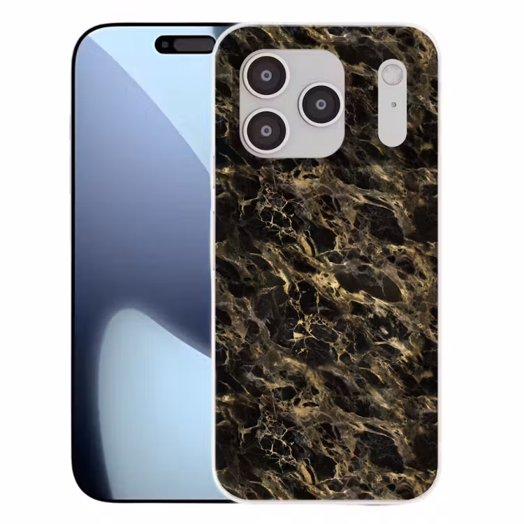 Kristal - Goud - Zwart - Marmer Telefoonhoesje iPhone 17 Pro klein 878 -3d