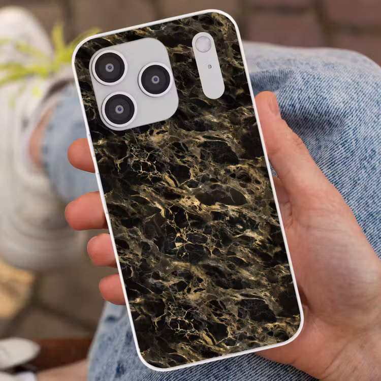 Kristal - Goud - Zwart - Marmer Telefoonhoesje iPhone 17 Pro klein 878 -sfeer2