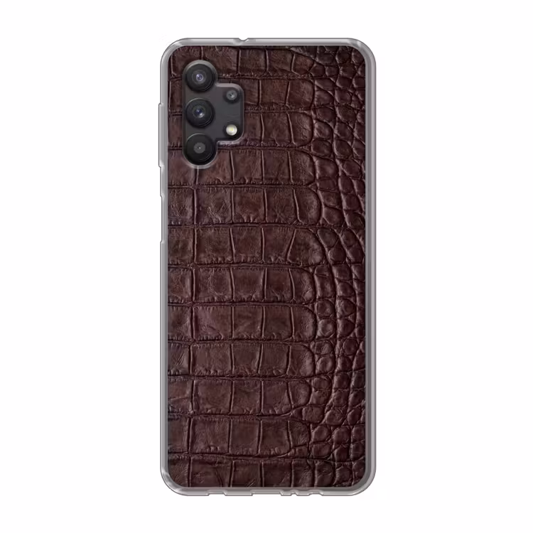 Krokodil - Leer - Bruin Telefoonhoesje Samsung Galaxy A32 5G klein -3d