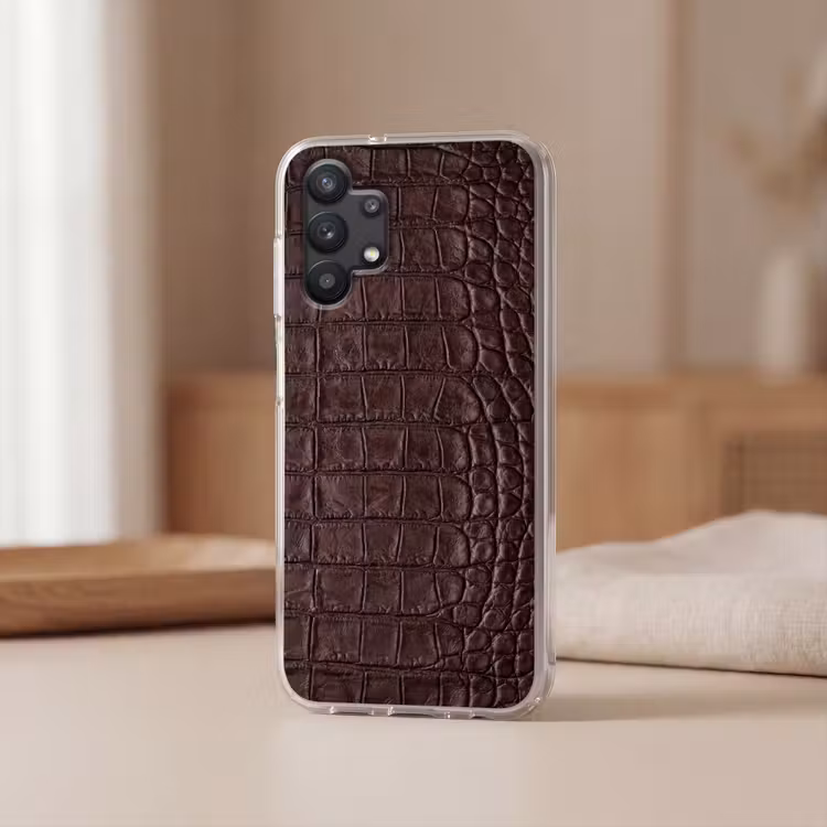 Krokodil - Leer - Bruin Telefoonhoesje Samsung Galaxy A32 5G klein -sfeer2
