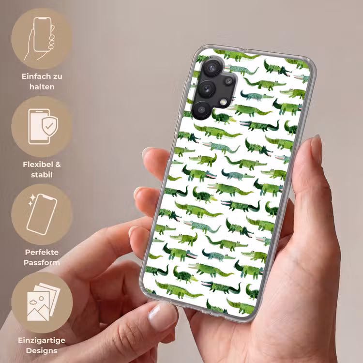 krokodillen - Speels - Groen Telefoonhoesje Samsung Galaxy A32 5G klein 346 -sfeer3_DE
