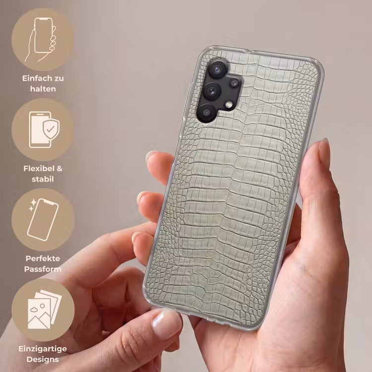 Krokodillenleer - Schubben - Groen Telefoonhoesje Samsung Galaxy A32 5G klein -sfeer3_DE