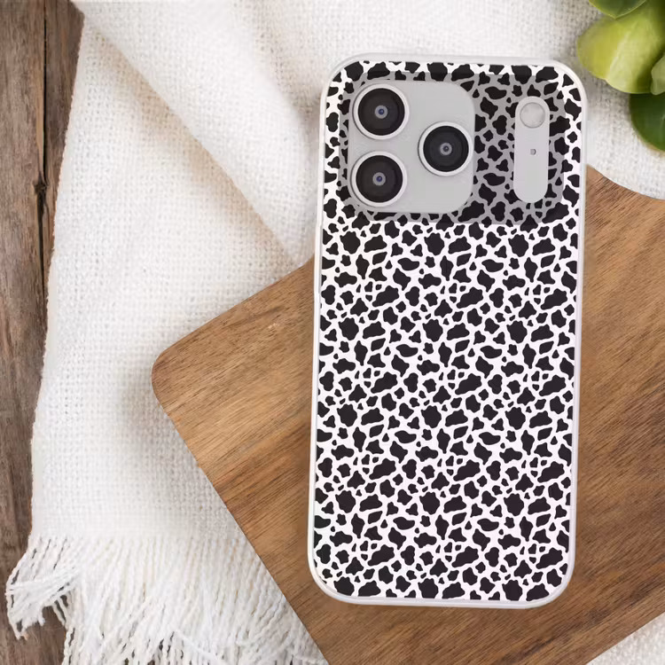 Koe - Vlekken - Patroon - Zwart Telefoonhoesje iPhone 17 Pro klein 878 -sfeer1