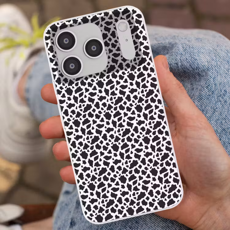 Koe - Vlekken - Patroon - Zwart Telefoonhoesje iPhone 17 Pro klein 878 -sfeer2