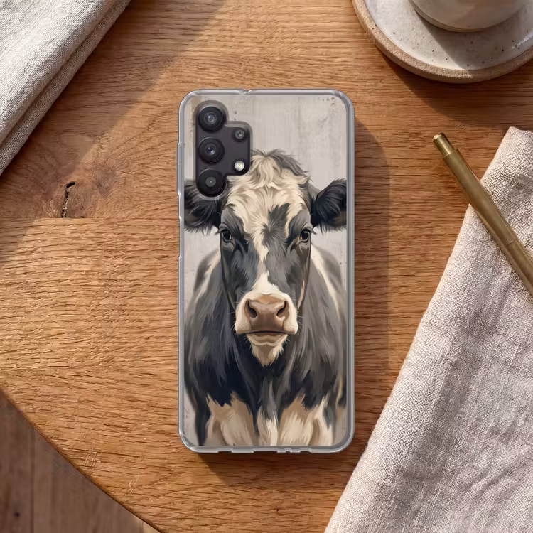 Koe - Portret - Dieren - Modern Telefoonhoesje Samsung Galaxy A32 5G klein -sfeer1