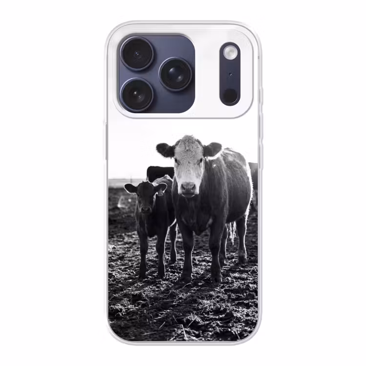 Koeien - Zwart - Wit Telefoonhoesje iPhone 17 Pro klein -3d