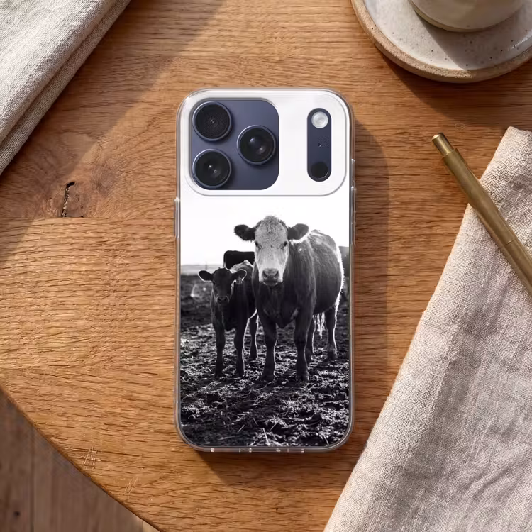 Koeien - Zwart - Wit Telefoonhoesje iPhone 17 Pro klein -sfeer1