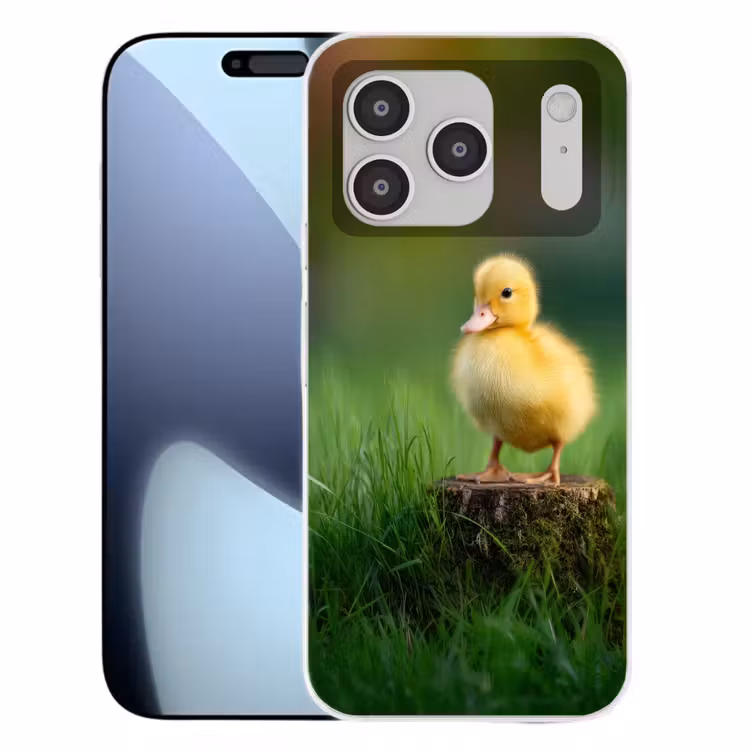Kuiken - Eend - Geel - Gras Telefoonhoesje iPhone 17 Pro klein -3d