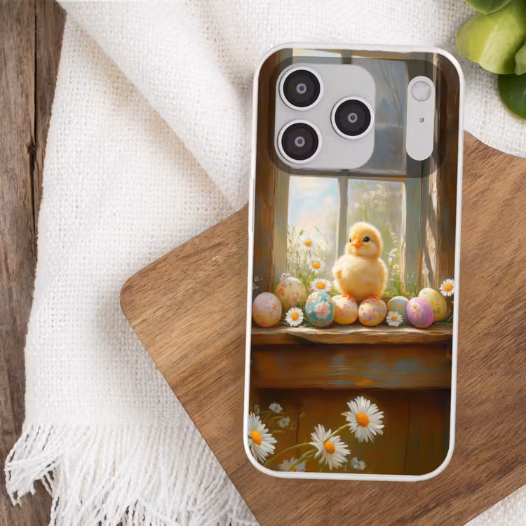Kuiken - Raam - Paaseieren Telefoonhoesje iPhone 17 Pro klein -sfeer1