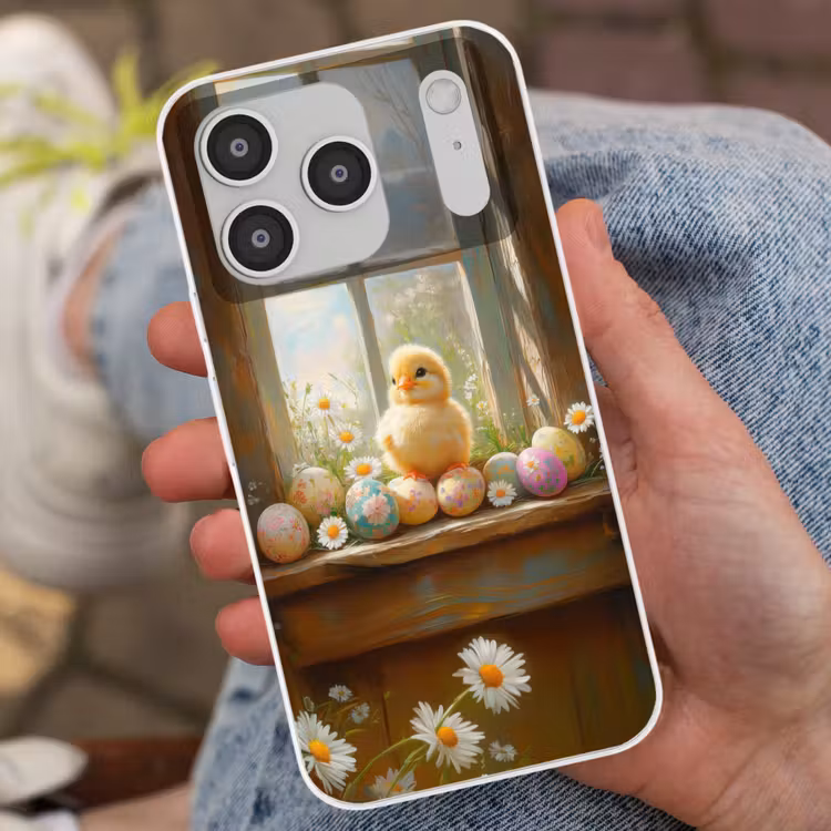 Kuiken - Raam - Paaseieren Telefoonhoesje iPhone 17 Pro klein -sfeer2