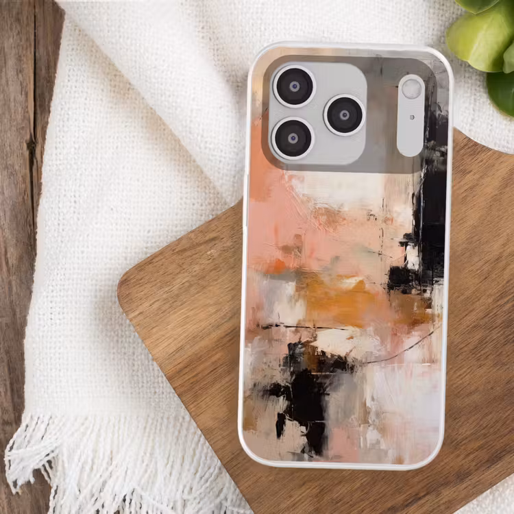 Kunst - Abstract - Beige - Verf Telefoonhoesje iPhone 17 Pro klein -sfeer1