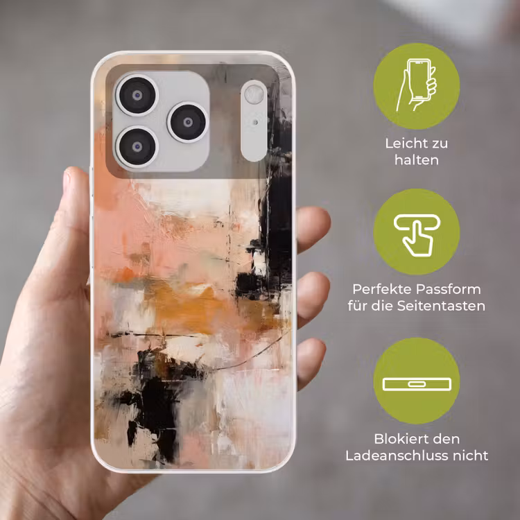 Kunst - Abstract - Beige - Verf Telefoonhoesje iPhone 17 Pro klein -sfeer3_DE