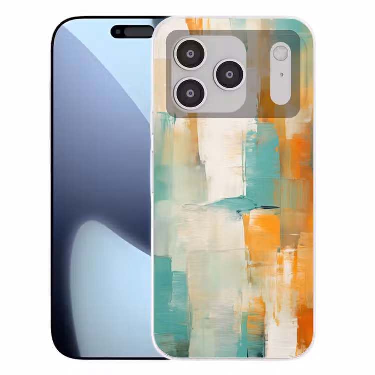 Kunst - Abstract - Blauw - Wit Telefoonhoesje iPhone 17 Pro klein -3d