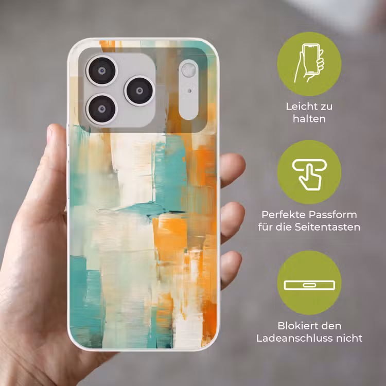 Kunst - Abstract - Blauw - Wit Telefoonhoesje iPhone 17 Pro klein -sfeer3_DE