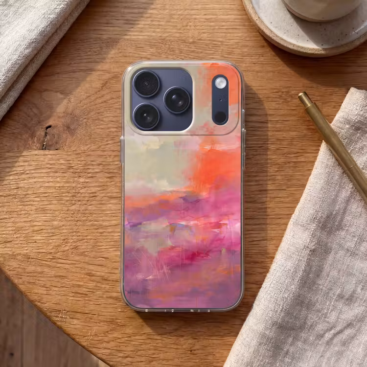 Kunst - Vloeiend - Overgangen - Oranje Telefoonhoesje iPhone 17 Pro klein -sfeer1
