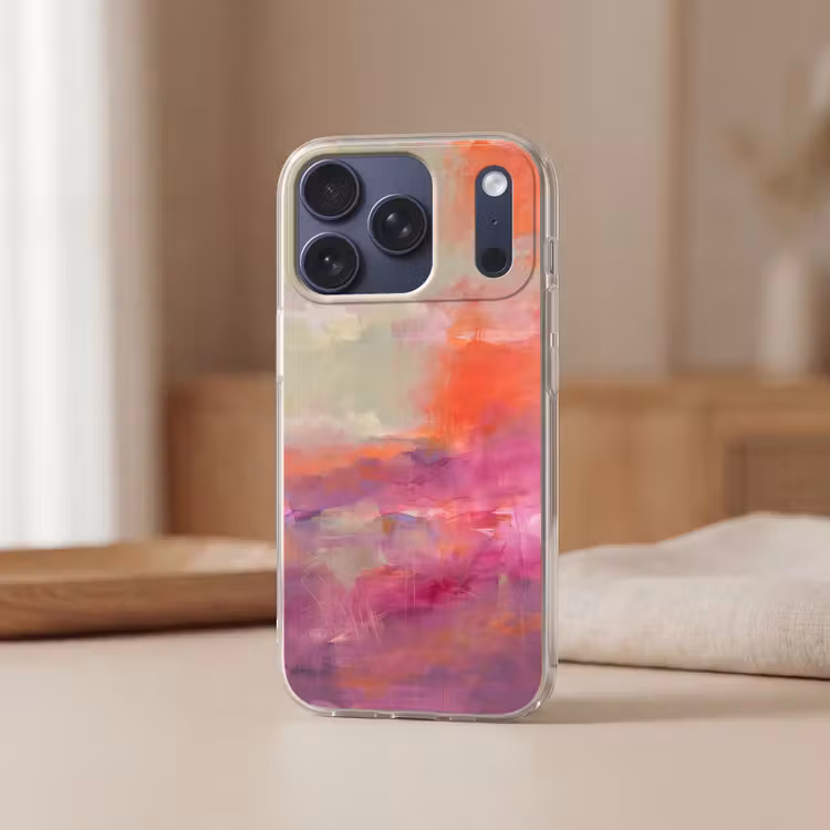 Kunst - Vloeiend - Overgangen - Oranje Telefoonhoesje iPhone 17 Pro klein -sfeer2
