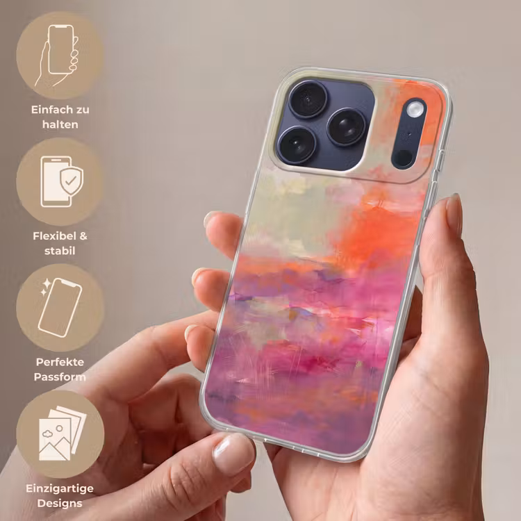 Kunst - Vloeiend - Overgangen - Oranje Telefoonhoesje iPhone 17 Pro klein -sfeer3_DE