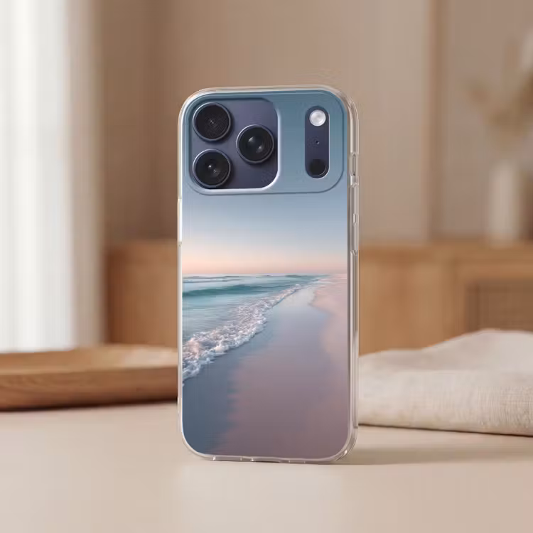 Kustlijn - Pastel - water Telefoonhoesje iPhone 17 Pro klein -sfeer2