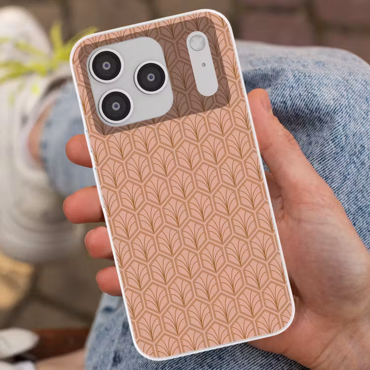 Zalmroze - Patroon - Geometrisch Telefoonhoesje iPhone 17 Pro klein 878 -sfeer2
