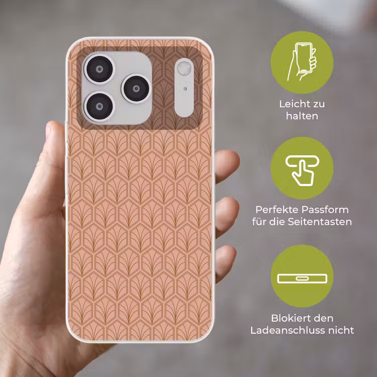 Zalmroze - Patroon - Geometrisch Telefoonhoesje iPhone 17 Pro klein 878 -sfeer3_DE