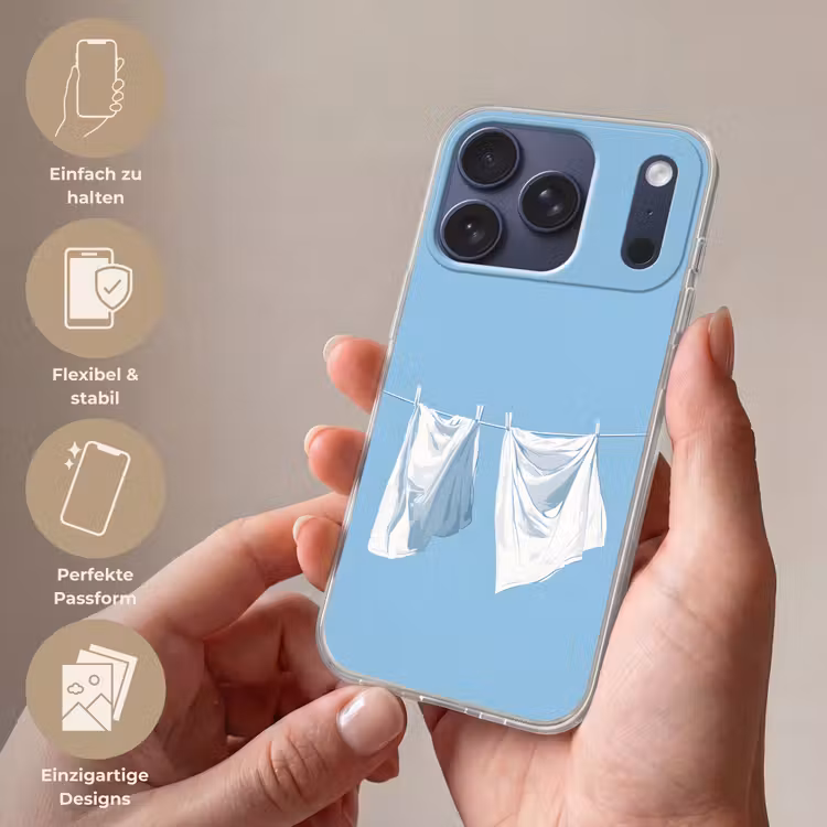 Lakens - Waslijn - Blauw - Minimalistisch Telefoonhoesje iPhone 17 Pro klein -sfeer3_DE