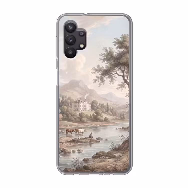 Landhuis - Rivier - Vee Telefoonhoesje Samsung Galaxy A32 5G klein -3d