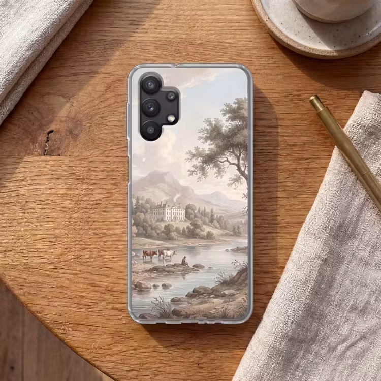 Landhuis - Rivier - Vee Telefoonhoesje Samsung Galaxy A32 5G klein -sfeer1