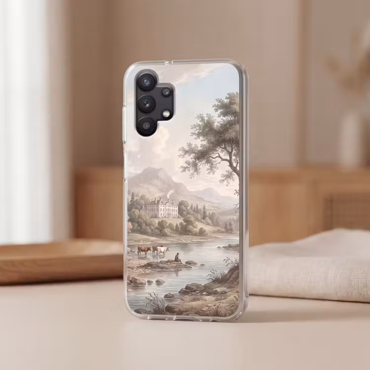Landhuis - Rivier - Vee Telefoonhoesje Samsung Galaxy A32 5G klein -sfeer2