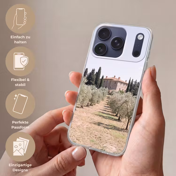 Handyhülle - Landhaus – Olivenbaum – Obstgarten - Landhuis - olijfboom - gaard Telefoonhoesje iPhone 17 Pro klein