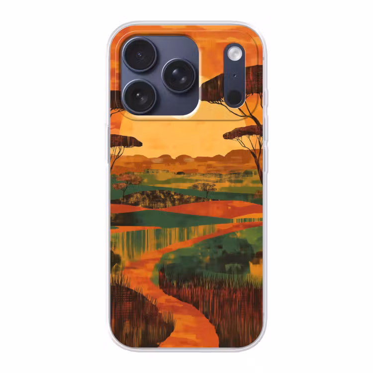 Landschap - Afrikaans - Zon Telefoonhoesje iPhone 17 Pro klein -3d