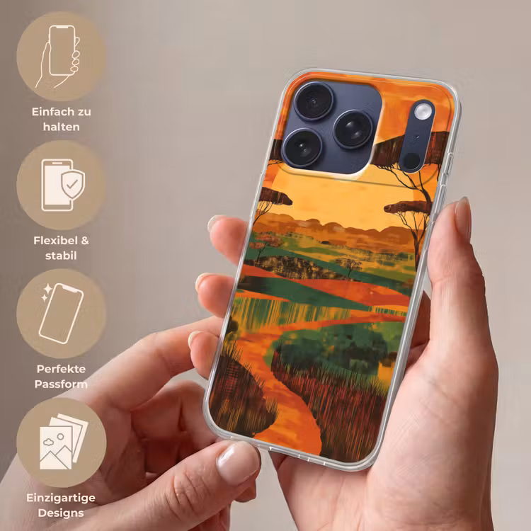 Landschap - Afrikaans - Zon Telefoonhoesje iPhone 17 Pro klein -sfeer3_DE