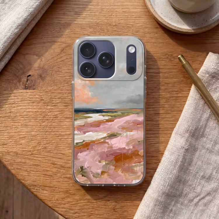 Landschap - Rivier - Abstract - Roze - Groen Telefoonhoesje iPhone 17 Pro klein -sfeer1