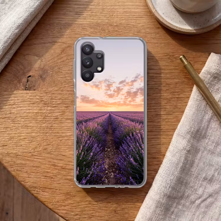 Landschap - Lavendelveld - Paars Telefoonhoesje Samsung Galaxy A32 5G klein -sfeer1