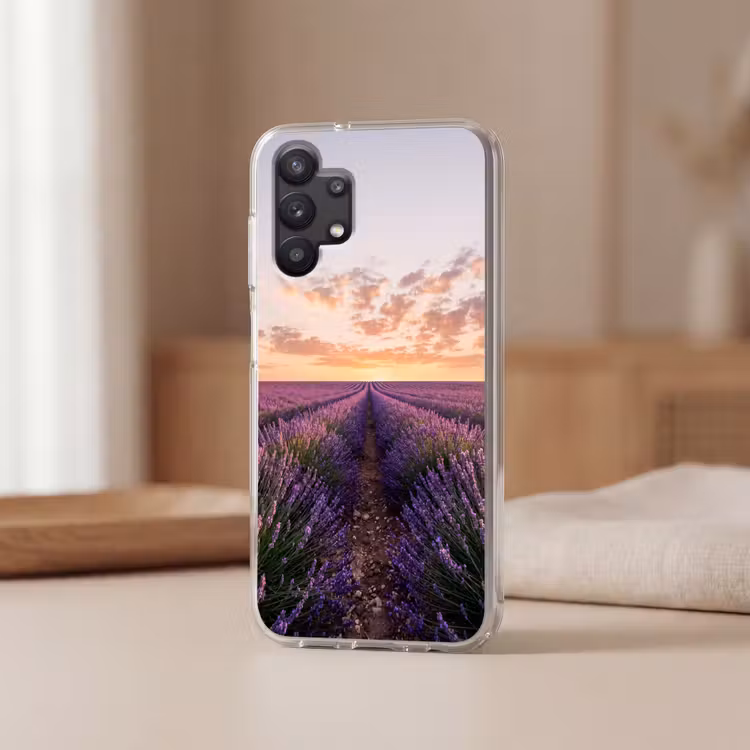 Landschap - Lavendelveld - Paars Telefoonhoesje Samsung Galaxy A32 5G klein -sfeer2