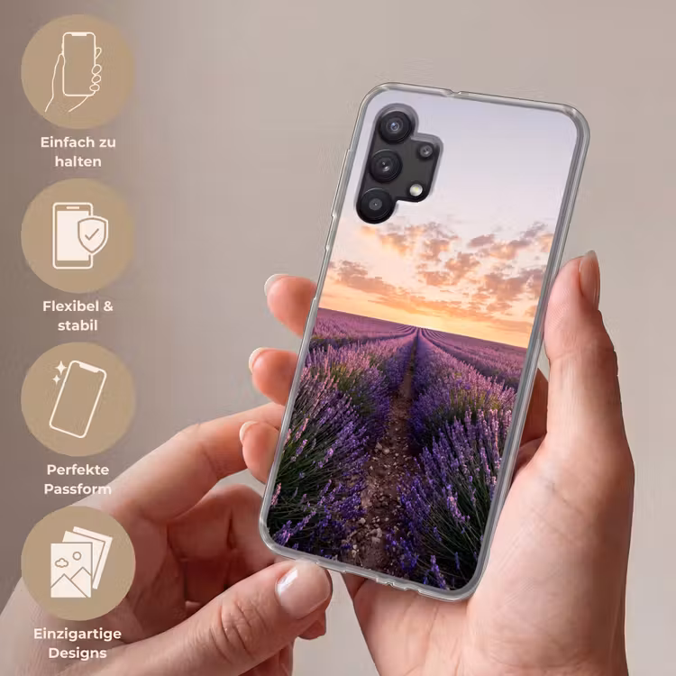 Landschap - Lavendelveld - Paars Telefoonhoesje Samsung Galaxy A32 5G klein -sfeer3_DE