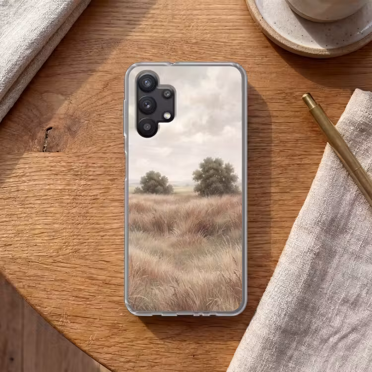 Landschap - Minimalistisch - Beige Telefoonhoesje Samsung Galaxy A32 5G klein -sfeer1