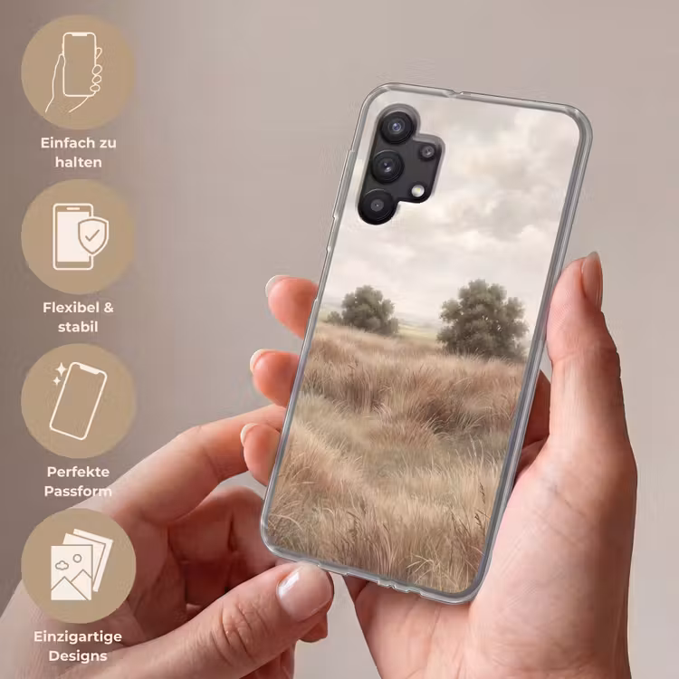 Landschap - Minimalistisch - Beige Telefoonhoesje Samsung Galaxy A32 5G klein -sfeer3_DE