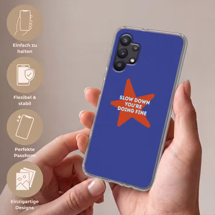 Slow down you're doing fine - Ster - Blauw Telefoonhoesje Samsung Galaxy A32 5G klein -sfeer3_DE