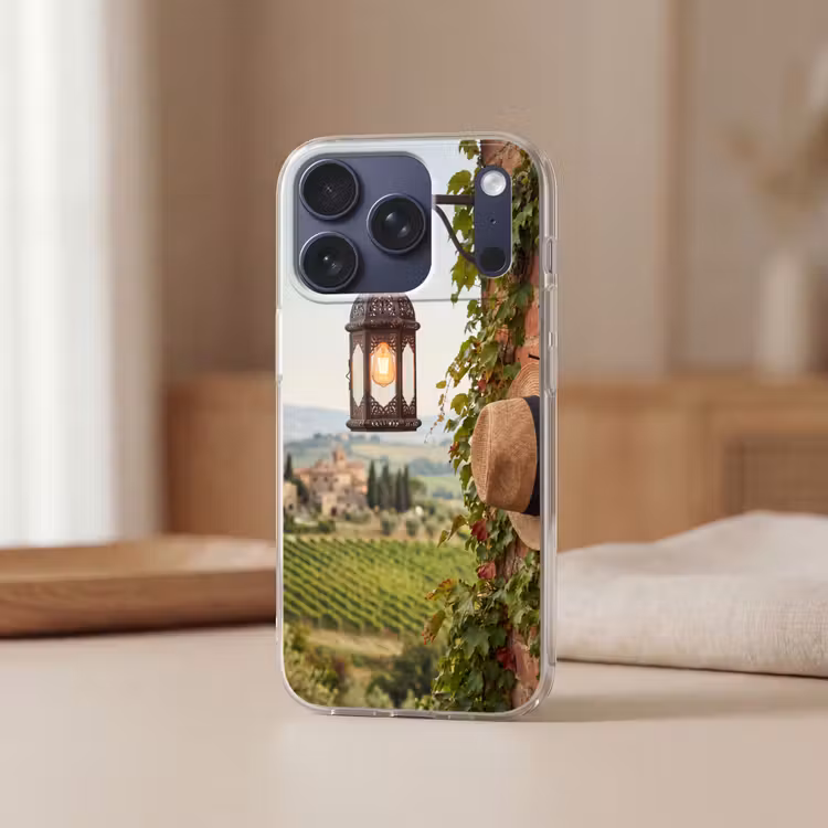 Lantaarn - Wijngaard - Landschap - Italiaans Telefoonhoesje iPhone 17 Pro klein -sfeer2