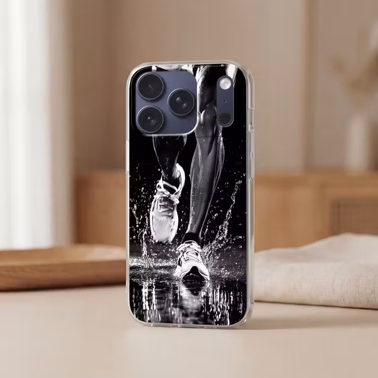 Hardloopschoenen - Rennen - Druppels - Zwart Telefoonhoesje iPhone 17 Pro klein -sfeer2