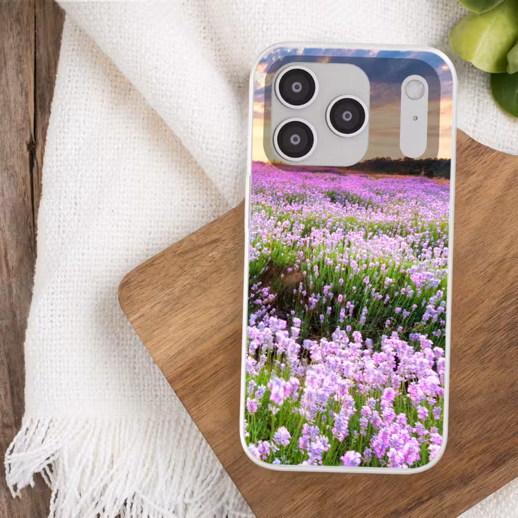Lavendel - Bloemen - Zonsondergang - Paars - Weide Telefoonhoesje iPhone 17 Pro klein -sfeer1