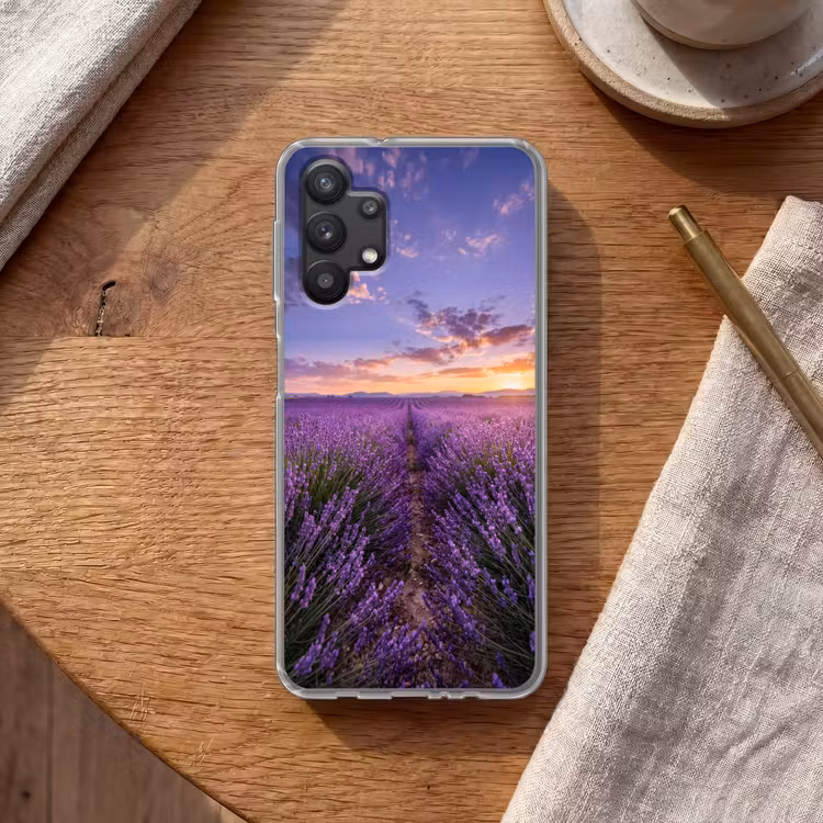 Lavendel - Veld - Natuur - Paars Telefoonhoesje Samsung Galaxy A32 5G klein -sfeer1