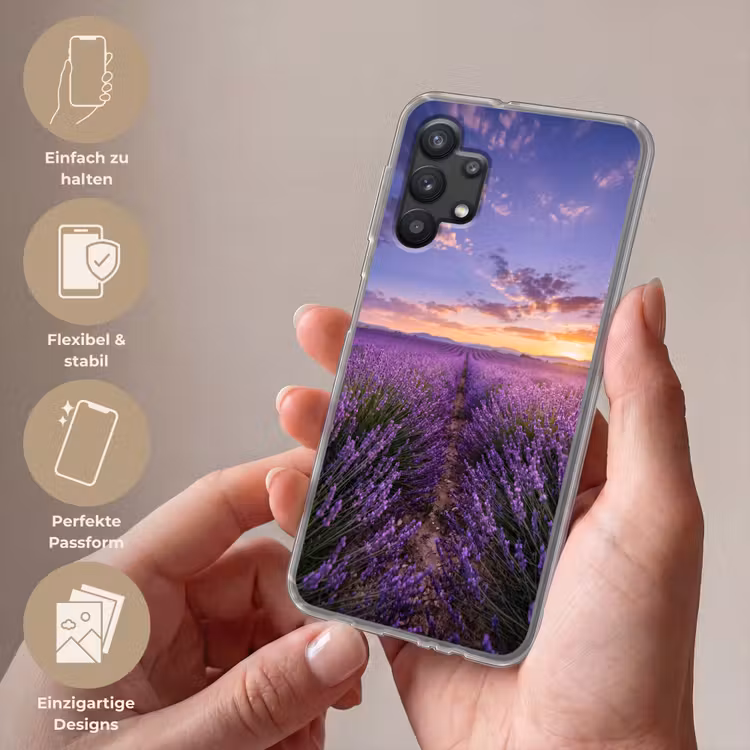 Lavendel - Veld - Natuur - Paars Telefoonhoesje Samsung Galaxy A32 5G klein -sfeer3_DE