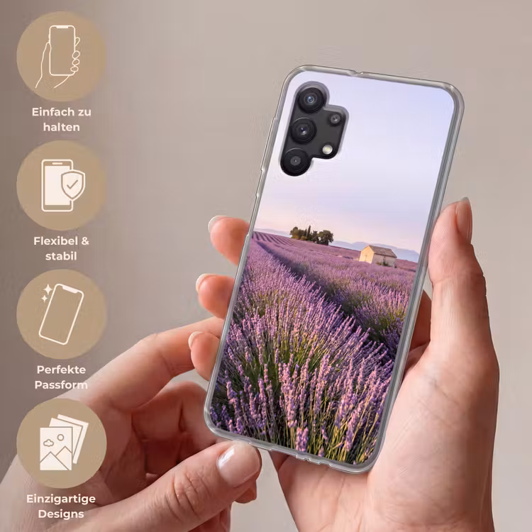 Lavendel - Landschap - Sereen - Paars Telefoonhoesje Samsung Galaxy A32 5G klein -sfeer3_DE