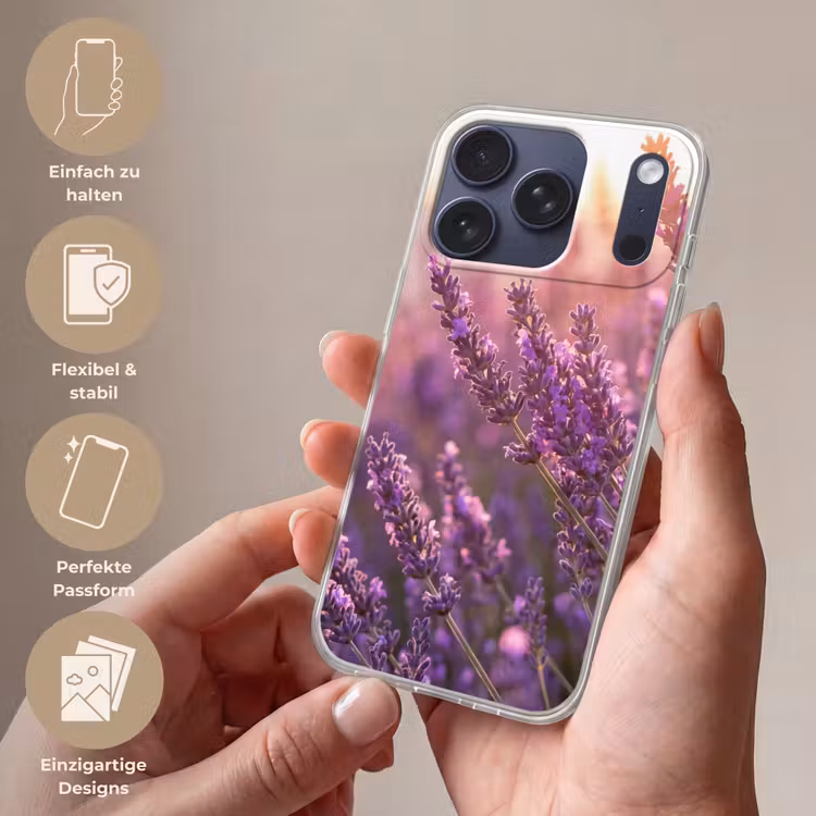 Lavendel - Paars - Zonlicht Telefoonhoesje iPhone 17 Pro klein -sfeer3_DE