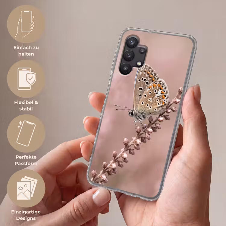 Lavendel - Vlinder - Paars Telefoonhoesje Samsung Galaxy A32 5G klein -sfeer3_DE